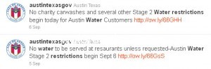 Water restriction notice on Twitter