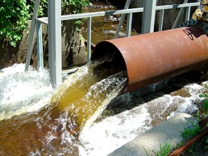 Wastewater effluent from a pipe