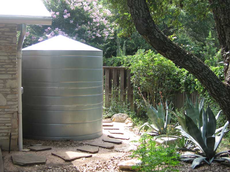 galvanized metal rainwater collection cistern