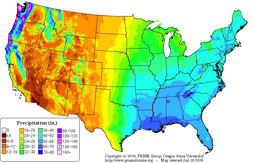 US precipitation map