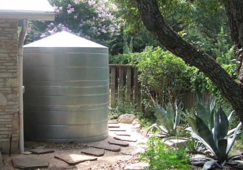 galvanized metal rainwater collection cistern