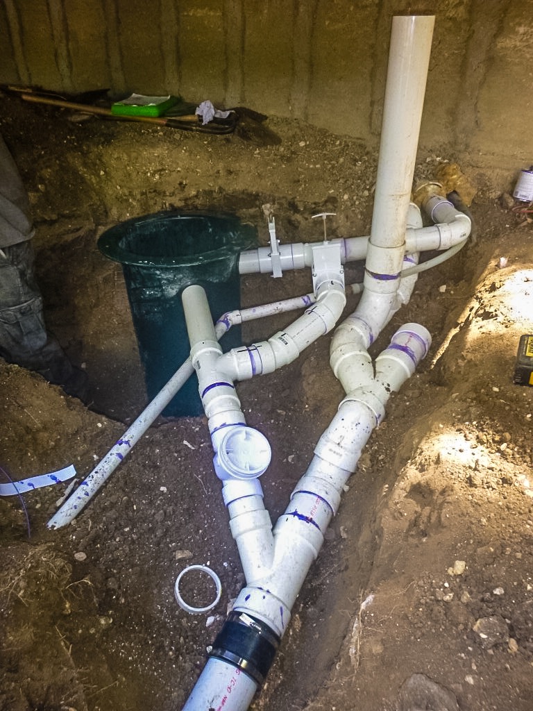 graywater-collection-piping-and-basin graywater systems in austin