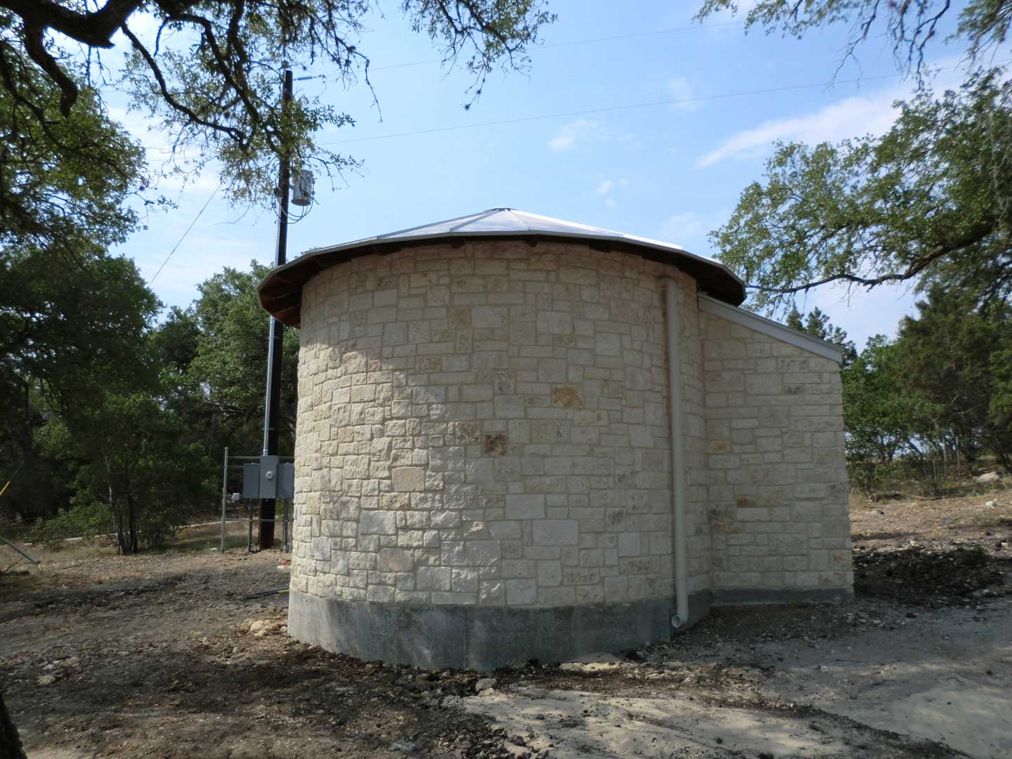 fiberglass tank with limestone wrap