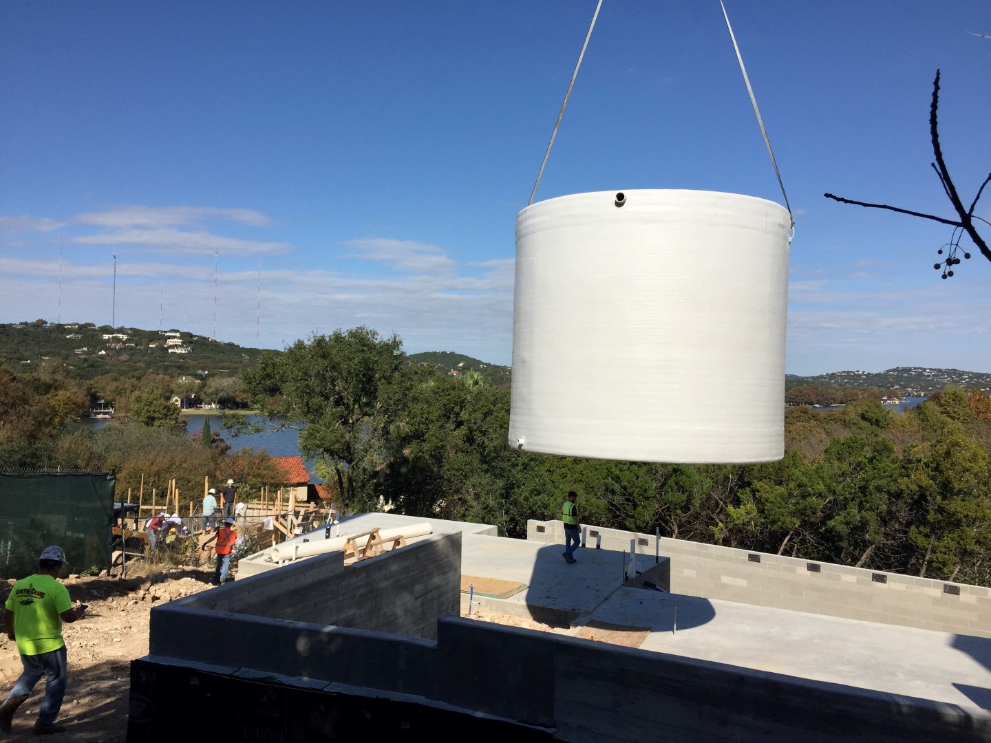 flying fiberglass rainwater harvesting tanks
