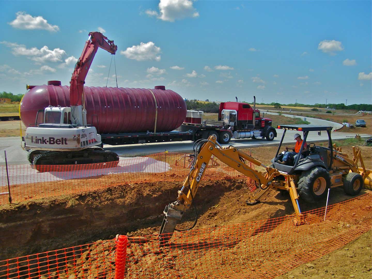 underground fiberglass cistern excavation