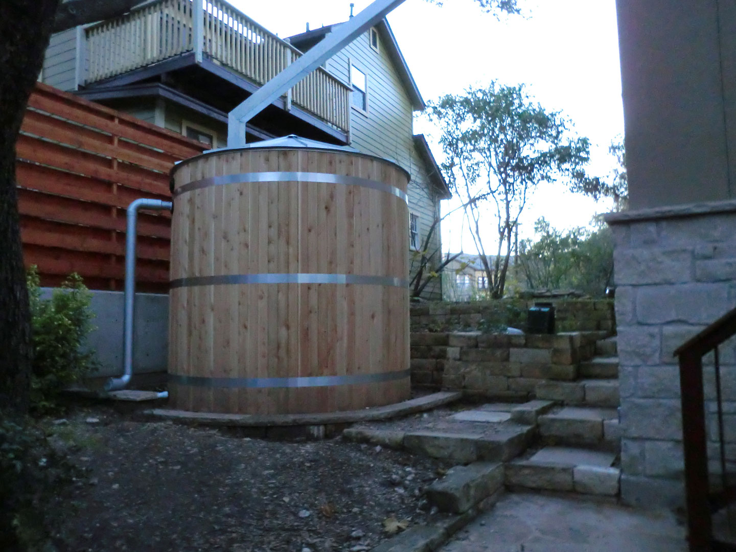 wood clad poly with metal roof